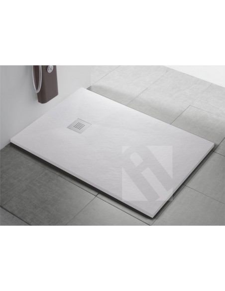 Plato de ducha - Resina - Textura pizarra/piedra - Antideslizante - Color  blanco - 80X100 - VENUS