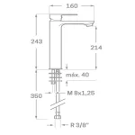 Grifo Lavabo Caño Alto SKARA - Imagen 2
